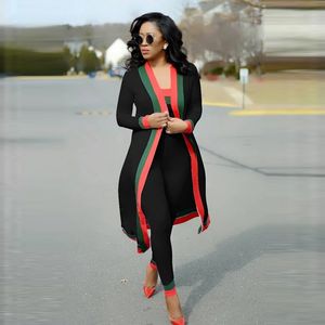 2018年秋セクシー3ピースセット女性クラブ衣装赤と緑の縞模様の作物トップ女性の女性セット衣服のプラスサイズの黒いマッチングセット