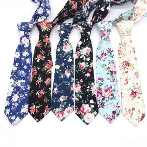 Floral Slips Mode Bomull Skriv ut Tie För Män Slim Passar Vestidos Nål Slips Necktie Party Slipsar Vintage Tryckt Gravatas Drop Ship