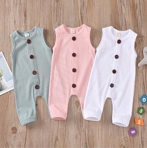 Abiti firmati per bambini Articolo per bambini Pit Pagliaccetti in cotone Estate Ragazzi Ragazze Solid Tute senza maniche Infantile Pantaloni casual morbidi Onesies B874