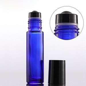 Groothandel Dikke 10 ml Glazen Roll op Flessen Amber Blauw Clear Lege rollerball parfumflesjes Met Zwarte Deksels Gratis Verzending 1000 stks/partij