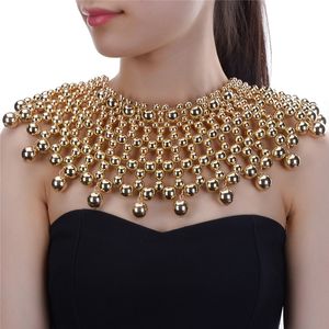 Multi-слои Сверхширокого металла ожерелье шаль Вязаного бисер Панк ожерелье партия Ladies Jewelry