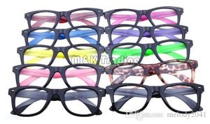 10 цветов моды солнцезащитные очки кадр пластиковые очки черные красочные храмы без линз очки