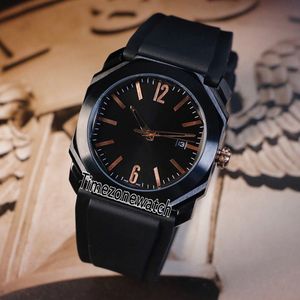 Neue OTCO 102737 BGO41BBSVD/N PVD-Stahlgehäuse, schwarzes Zifferblatt, automatische Herrenuhr, Gummi-Sportuhren, 5 Stile, günstig für Timezonewatch E10d4