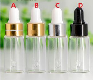 50 / lot 5ML vidro claro Dropper Bottle, 5 ml de soro Vial, 5ml Embalagem cosmética, Display Amostra Container