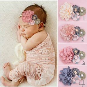 2020 nyaste baby flickor hårbågar huvudband blommig pärla sträcka nylon hårband slips för småbarn barn spädbarn nyfödda hårband tillbehör