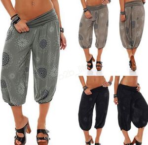 Casual Loose Hippy Yoga byxor män kvinnor baggy boho hög midja utomhus yoga byxor plus storlek tryck blommor breda ben byxor ljja2897