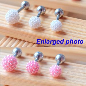 Designer roze wit faux parel oorknopjes voor vrouwen oor been nagel roestvrij staal barbell helix tragus piercing sieraden