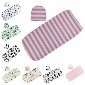 Wholesale shark baby sleeping bag resale online - INS Baby Sleeping Bags Hat Newborn Swaddles Caps Toddler Cartoon Dinosaur Shark Fowers Printed Sleeping Bag European American Blankets LT60