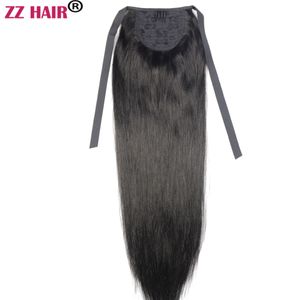 16-30 inches Ribbon Ponytail Horsetail 140g Clips in/on 100% Brazilian Remy Human hair Extension Natural Straight