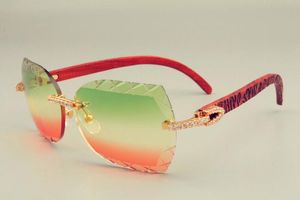 heiß verkaufte Linsen-Sonnenbrille 8300593, Holzschnitzerei, X-Arm-Brille, Luxus-Diamant-Unisex-Sonnenschutzspiegel, Linse 3,0 Dicke