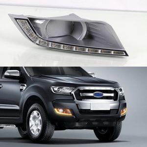1 Pair Car LED Daytime Running Lights DRL Fog Lamp For Ford Ranger 2015 2016 2017 2018 With Yellow Turn Signal