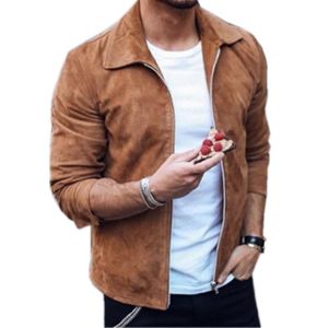 Brand New Men Fashion Hip Hop Suede Jackor Slim Fit Kläder WinderBreaker Zipper Coats Motorcykel Streetwear Size S-3XL