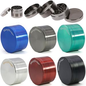 Großhandel 4 Schichten Mühlen Bunte Kräutermühle Zinklegierung 40 50 55 63 mm Durchmesser CHROMBRECHER Sharpstone-Mühlen für Glasbong