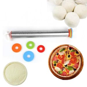 Stainless Steel Rolling Pin Adjustable Discs Non-Stick Removable Rings Dough Dumplings Useful Noodles Pizza Baking Tools