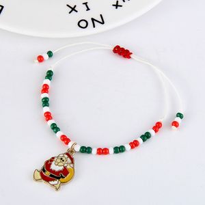 New Style Handmade Christmas Celebration Gift Seed Beads Link Bracelet Jewelry Enamel Cool Snowman Charm Bracelets