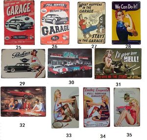 20 * 30cm klassisk garage bil sexig blond flicka affisch tenn skylt kaffe auto service butik bar restaurang vägg konst dekoration bar metall tecken