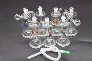 Портативный Красочный MINI Glass нефтяная вышка Бонг Труба Кальян Курительные трубки Табачный Фильтр Для Воды Курительная трубка со шлангом