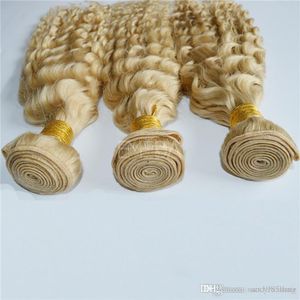 DHL FedEx Free 100G/Piece 2PCS/Lot Brazilian Malaysian Curly Hair Color 613 Kinky Curly Blonde