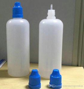 Quetschbare PE-Kunststoff-Tropfflaschen 120 ml mit kindersicherem Verschluss, langer, dünner Spitze für E-Flüssigöl