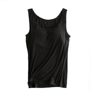 Modala kvinnor inbyggda i bh vadderad tank topp kvinnlig modal andningsbar fitness camisole toppar solid push up bh väst blusas femininas trend