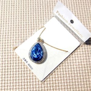 Romantyczny Sapphire Diamonds Kryształowy Serca Naszyjnik Dla Kobiet Dziewczyny Chokers Naszyjniki Clavicle Łańcuch 18 K Pozłacane Biżuteria Prezenty