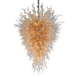 Amber Ceiling Light Handmade Lamps Blown Colored Glass Chandeliers Crafts Hanging Lights Large Flower Pendant Lamp
