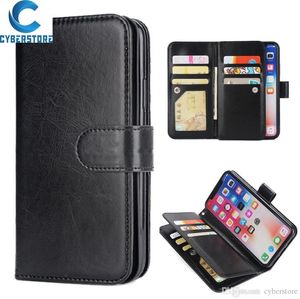 Cyberstore Phone Cases Magnetic 9 Card Leather Wallet Case Cover for iPhone 14 13 12 11 X XS MAX XR 7 8 S10
