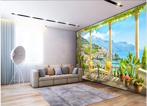 Personalizzato qualsiasi dimensione photo colonna romana paesaggio marino 3D parete di fondo Paesaggio 3d carta da parati