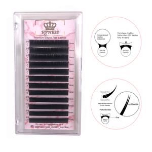 Ellipse Flat Lashes with Split Tips Eyelash Extension 0.15 C Curl 8-15mm Deep Matte SUPER Soft and Flexible, Natural Look, Easy to Apply,