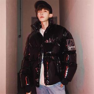 Moda Estilo Coreano Ins Homem Brilhante Cara 2019 Inverno New Homens Inverno Buffer Jaqueta Roupas Hip Hop Parka Brilhante Bubble Coat1