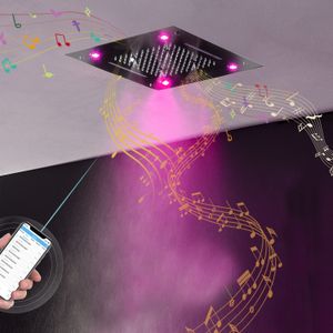 Bluetooth Music Shower head 304 Stainless Steel Waterfall Rainfall Faucets Bathroom Ceiling Colorful LED ShowerHead Panel