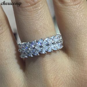 choucong Female Flower Ring White Gold Filled Diamond Engagement Wedding Band Rings For Women Finger Jewelry Gift