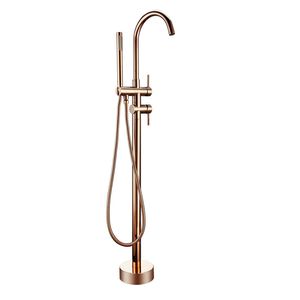 Bathroom Taps Brass Shower Diverter Floor Standing Bathtub Spout Mixer Tap Faucet Rose Gold for Bath 10 Year Warranty