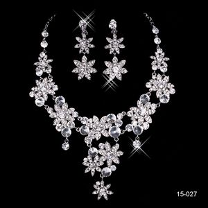 15027 Wedding Accessories Jewelry Shining Elegant Wedding Bridal Rhinestone Jewelry Necklace Earring Set Party Jewelry for Party Bride