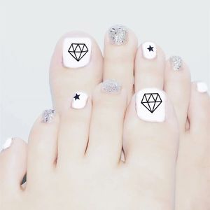 J white diamond trend fashion summer toenail glue nail paste manicure piece fake nail