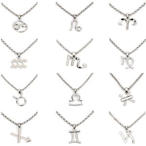 Sternzeichen-Anhänger-Halskette für Damen, Sternbilder, Statement-Halsketten, himmlisches Andenken, Jungfrau, Stier, Löwe, Zwillinge, Schmuck, Geschenk, Silber- und Goldkette