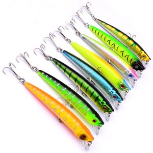 Isca de pesca peixinho de plástico, 8 cores, 3 ganchos, 9,5 cm, 8g, grande, robalo profundo, crankbait, wobbler artificial