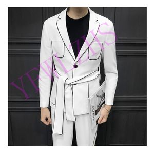 Przystojne dwa guziki Groomsmen Notch Lapel Groom Tuxedos Men Suits Wedding/Prom/Dinner Man Blazer Pants Tie B159