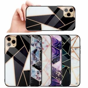 Casos de telefone de mármore de vidro temperado para iPhone 11 Pro XS Max XR X 7 8 Plus Samsung Huawei P30 P20 Pro macio TPU armação de cobertura