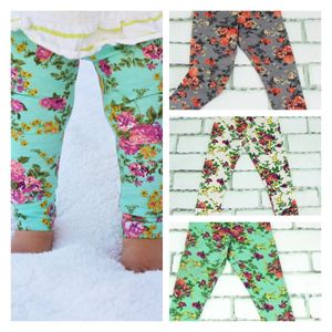 Ins bebê calça meninas leggings flores cute cintura elástica Causal Calças de comprimento total calças longas calças apertadas crianças roupas ljjk1854