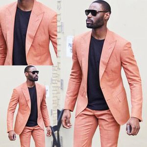 Beach Wedding Tuxedos Slim Fit Two Button Mens Suits Groom Prom Party Blazer Jacket 2 Pieces(Jacket+Pants)
