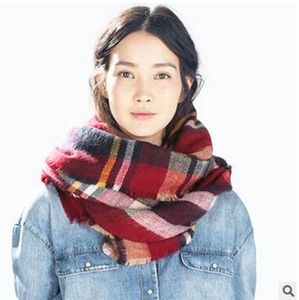 Partihandel-Ny Ankomst Plaid Imitation Cashmere Scarfs Classic American Style Women's Square Scarf Sjal Mode Tillbehör Gratis frakt