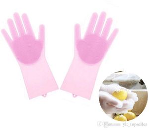 With OPP Bag New Cleaning Brush Silicone Glove Clean the bathroom cook and pet car Magic gloves Free shipping