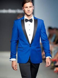 Moda Royal Blue Damat smokin Siyah Tepe Yaka Groomsmen Düğün Smokin Popüler Erkekler Resmi Blazer Balo Ceket Takım Elbise (Ceket + Pantolon + Kravat) 337
