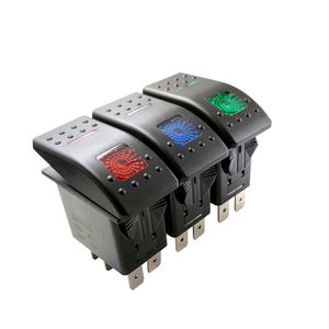 ingrosso Pulsante 12v Off-12 V A V A Car Marine Boat RV Yacht Pin Switch Switch On Off Button Toggle Rocker Dash Impermeabile LED rosso blu interruttore luce verde
