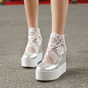 Hot Sale-Sexy2019 Circle Lace Sexy Head Thick Within Increase Slope With Single Shoe