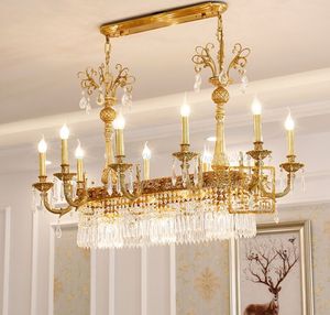 銅クリスタルシャンデリアL100CM W60CM H75CM豪華な青銅e14光沢の吊り灯ホーム装飾方法