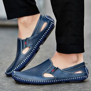 Homens de couro de condução plus size 45 46 47 Casual Slip-on Summer Shoes 5 cores tamanho 38-47