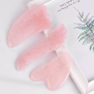 Gua Sha Rose Quartz Tool Set Natural Pink Quartz Stone Guasha Board Massage Face Neck Eye SPA Acupuncture Scraping