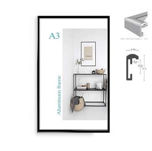 Klassischer, minimalistischer Aluminium-Posterrahmen im Format 8,5 x 11 Zoll (20 x 30 cm) im A4- und A3-Format zum Aufhängen an der Wand, Fotorahmen aus Metall, Zertifikatsrahmen